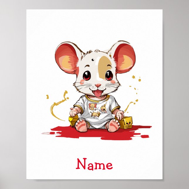 Affiche Cute Baby Mouse Nom personnalisé (Devant)