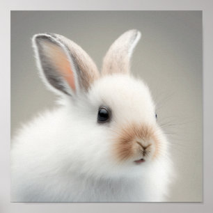 Affiche Cute Baby Snowshow Hare Portrait (Bunny) 1:1