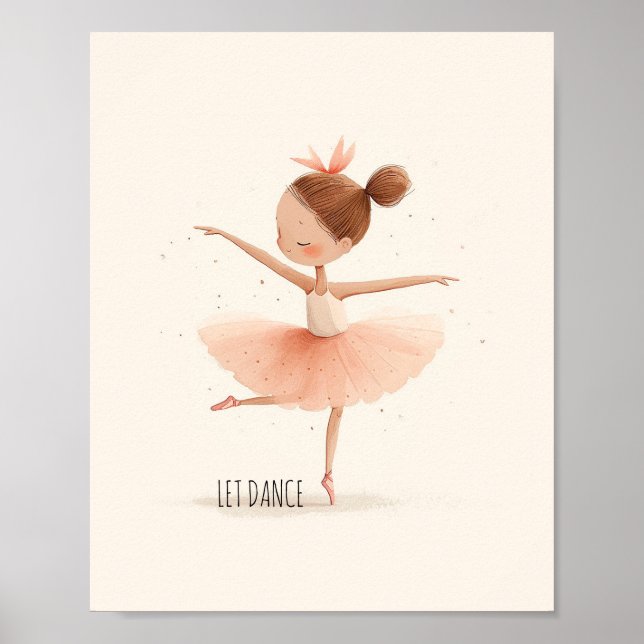 Affiche Cute Ballerina Ballet Danse Aquarelle (Devant)