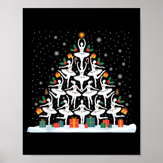 Affiche Cute Ballet Christmas Tree Dancer Women Girls Xmas (Devant)