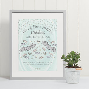 Affiche Cute Bats Devine Combien De Candies Baby shower Je