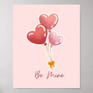 Affiche Cute Be Mine Heart Balloons Valentine's Day Canvas