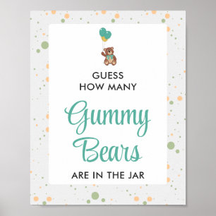Affiche Cute Bear Cub Baby shower Gummy Bear Jeu