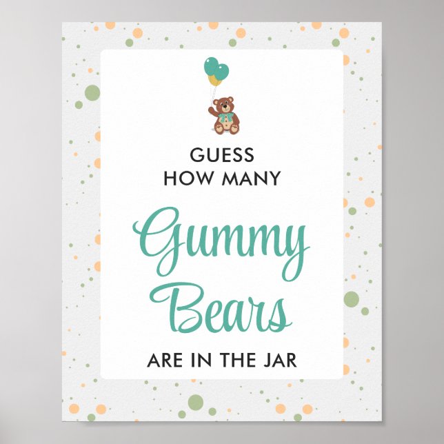 Affiche Cute Bear Cub Baby shower Gummy Bear Jeu (Devant)