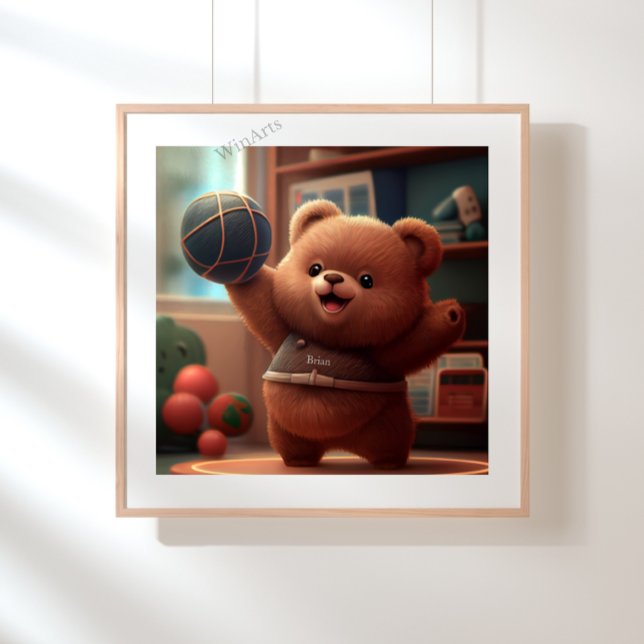 Affiche Cute Bear jouant Basketball Art Personnalisé (Créateur téléchargé)