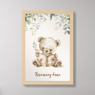 Affiche Cute Bear Lecture Livres Nursery Animal Wall Art