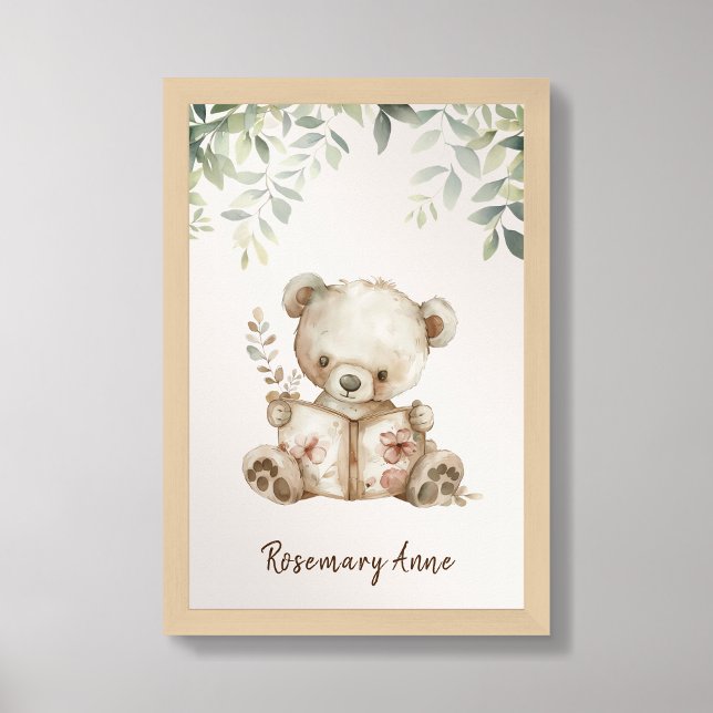 Affiche Cute Bear Lecture Livres Nursery Animal Wall Art (Créateur téléchargé)