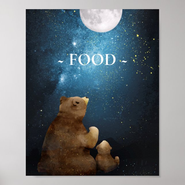 Affiche Cute Bear Over the Moon Food (Devant)