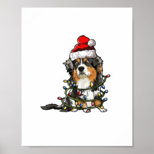 Affiche Cute berger australien Père Noël Christmas Tree Li