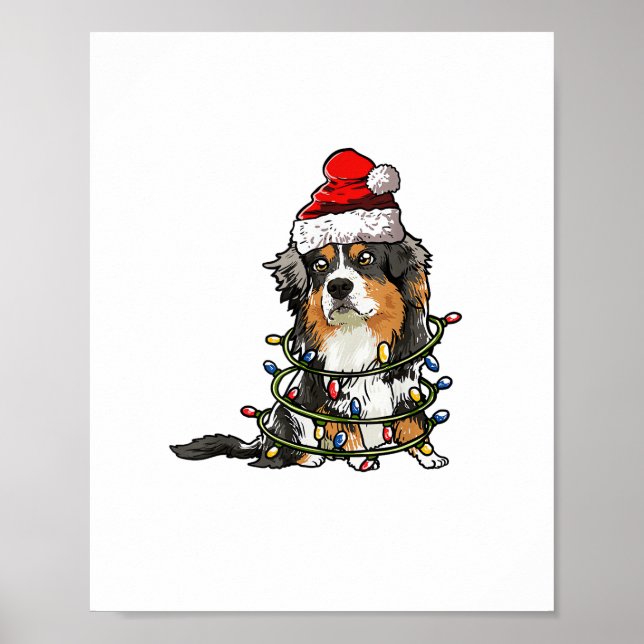 Affiche Cute berger australien Père Noël Christmas Tree Li (Devant)