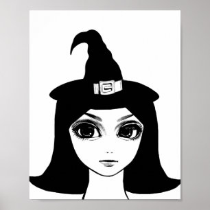 Affiche Cute Big Eye Witch Girl Face Imaginaire conte de f