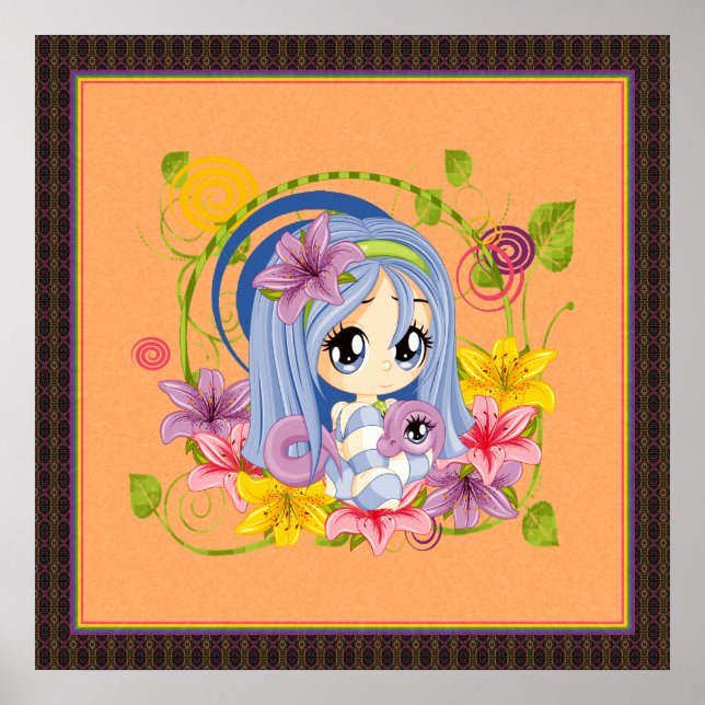 Affiche Cute Big Eyed Chibi Dragon Fée (Devant)