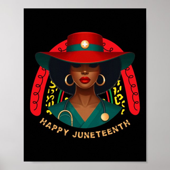 Affiche Cute Black Nurse Happy Junetdix Nurse Rainbow Me (Devant)