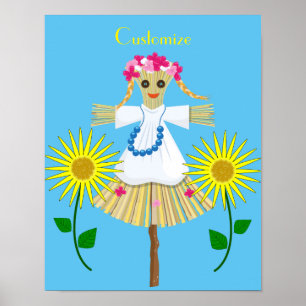 Affiche Cute Blonde Pigtails Scarecrow