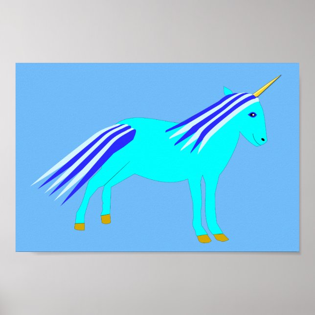 Affiche Cute Blue Baby Boy Unicorn (Devant)