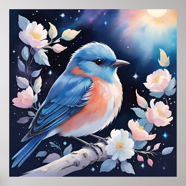 Affiche Cute blue bird illustration (Devant)
