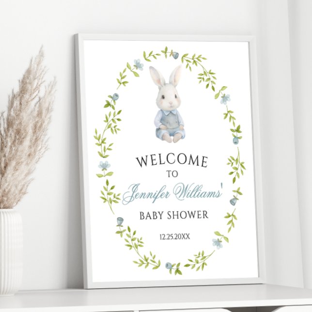 Affiche Cute Blue Little Bunny Baby Boy Douche Bienvenue (Créateur téléchargé)