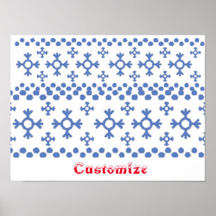Affiche Cute Blue Snowflakes Motif Thunder_Cove