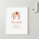 Affiche Cute Boho arc-en-ciel | Statistiques sur la naissa<br><div class="desc">Cette adorable affiche de statistiques de naissance de bébé, neutre pour le genre, présente un arc-en-ciel en terre cuite mignon et neutre avec des fleurs d'aquarelle de boho sur un arrière - plan blanc simple. Ajoutez le nom de votre bébé dans un script moderne tendance, et ajoutez toutes les statistiques...</div>