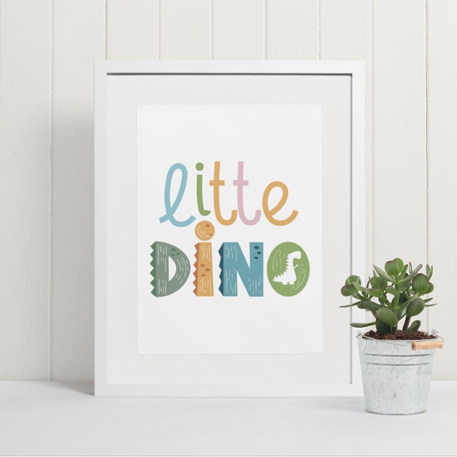 Affiche Cute Boho Little Dinosaur Texte Nourriture Mur Art (Créateur téléchargé)
