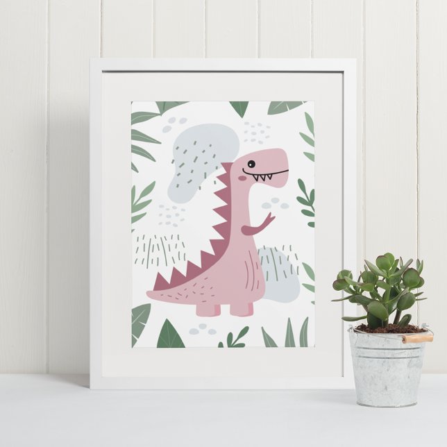 Affiche Cute Boho T-Rex Dinosaur Baby Room Coeur (Créateur téléchargé)