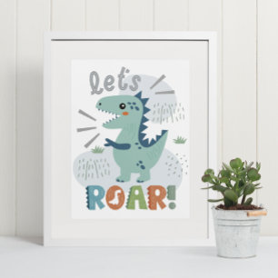 Affiche Cute Boho T-Rex Dinosaur Salle Enfants Salle Nurse