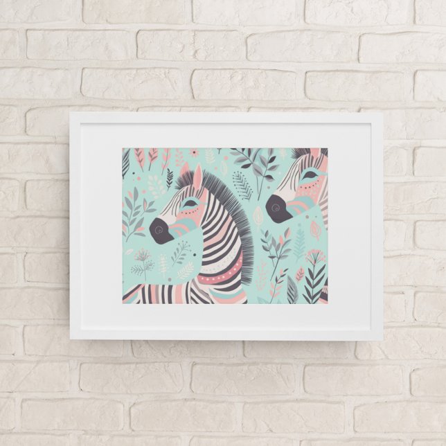 Affiche Cute Boho Zebra Animal Safari Baby Room Wall Art (Créateur téléchargé)
