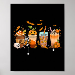 Affiche Cute Boo latte Café Halloween Saison Éffrayante au