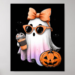 Affiche Cute Bougie Ghost Café Citrouille saison Éffrayant