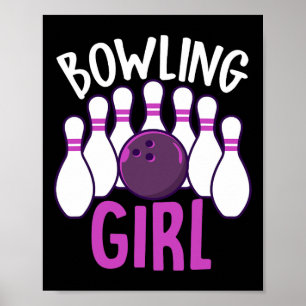 Affiche Cute Bowling Girl Funny Bowler Enthousiaste tenue
