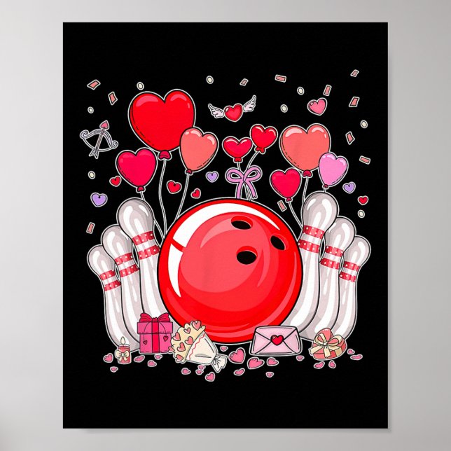 Affiche Cute Bowling Ll Valentine Heart Lover Player Bowle (Devant)