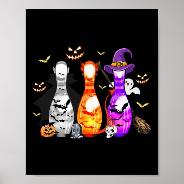 Affiche Cute Bowling Pin Halloween Costume Éffrayant (Devant)