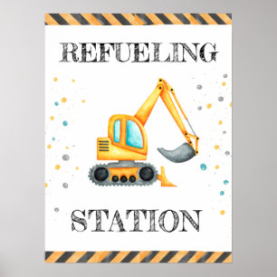 Affiche Cute Boy Anniversaire Construction Véhicules Parti