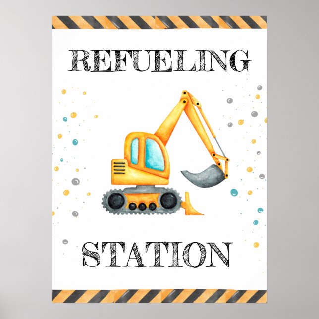 Affiche Cute Boy Anniversaire Construction Véhicules Parti (Devant)