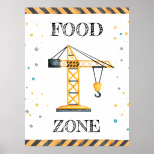 Affiche Cute Boy Anniversaire Construction Véhicules Parti