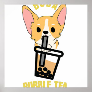 Affiche Cute Bubble Thé Boba Milk Thé Anime Corgi I Lote