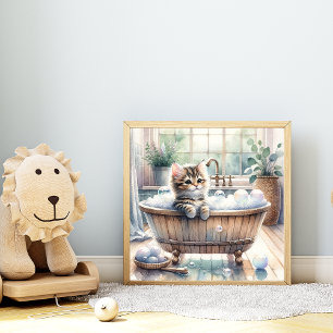 Affiche Cute Bubbly Kitten Temps de bain