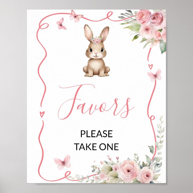 Affiche Cute Bunny Baby Shower Girl Favors (Devant)