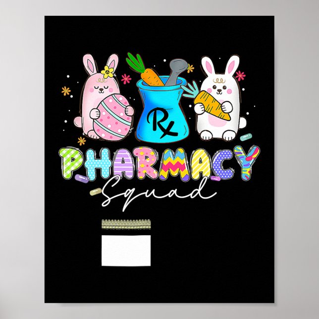 Affiche Cute Bunny Pharmacy Squad Joyeux Pâques (Devant)