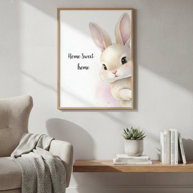 Affiche Cute Bunny Watercolor Personalized Text  (Créateur téléchargé)