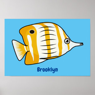Affiche Cute butterfly fish cartoon illustration