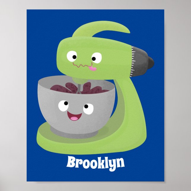 Affiche Cute cake mixer cuisine appareil dessin animé (Devant)