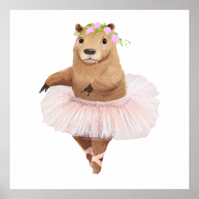 Affiche Cute Capybara en jupe Tutu rose (Devant)