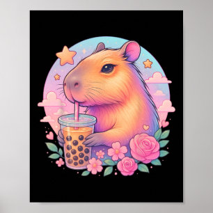 Affiche Cute Capyra Kawaii Anime Bo Bubble Tea Lover Girls