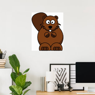 Affiche Cute Cartoon Beaver Funny Bois Animal