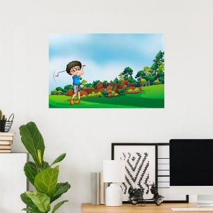 Affiche Cute Cartoon Boy Golf Fun Golf Amusant Golf Lover 