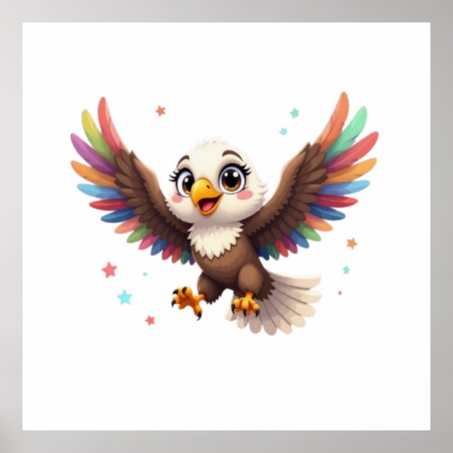 Affiche Cute Cartoon Eagle Flying – Friendly Vector Art (Devant)