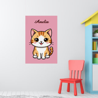 Affiche Cute Cartoon Orange Cat 🐱✨ Cozy Nursery Decor