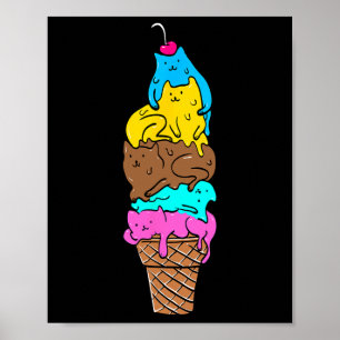 Affiche Cute Cat Ice Cream - Kitty Cat Dessert Shirt 1