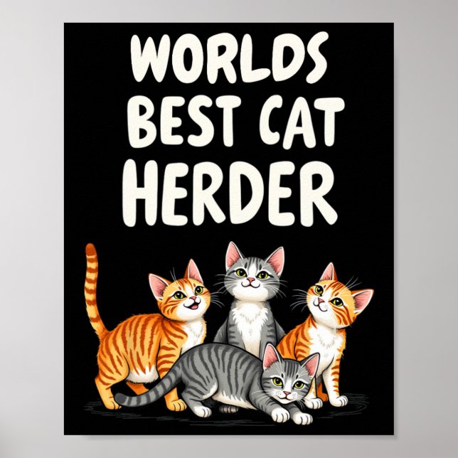 Affiche Cute Cat Maman Mondes Meilleur Herder de Chat Drôl (Devant)